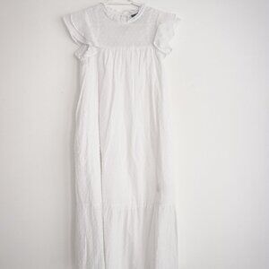 Who What Wear Bright White Cotton Flutter Sleeve Maxi Dress Size Small NWT